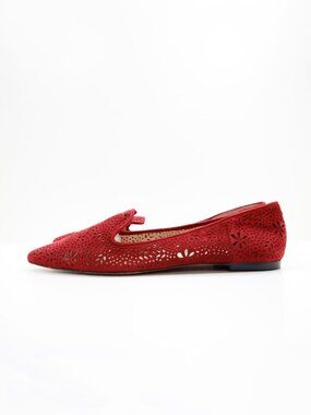 Vince Camuto Earina Red Leather Lightweight Pointed Toe Ballet Flats - 7.5